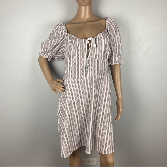 NEW TOPSHOP TEXTURED STRIPE MINI DRESS - Picture 2 of 8